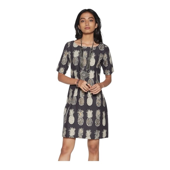 Bombay Paisley by Westside Navy Pineapple Print Dress Small - Picture 1 of 10